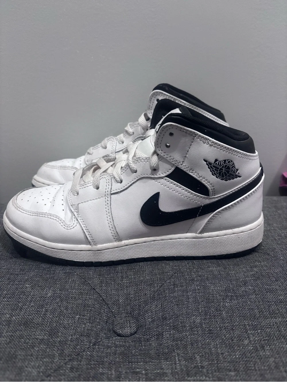 Nike White and Black High-Top Boys Sneaker